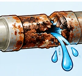 leak causes 5 配管の腐食・経年劣化
