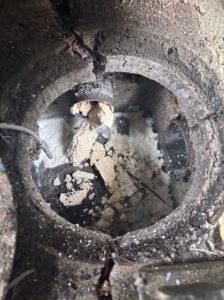 高圧洗浄で排出された油塊